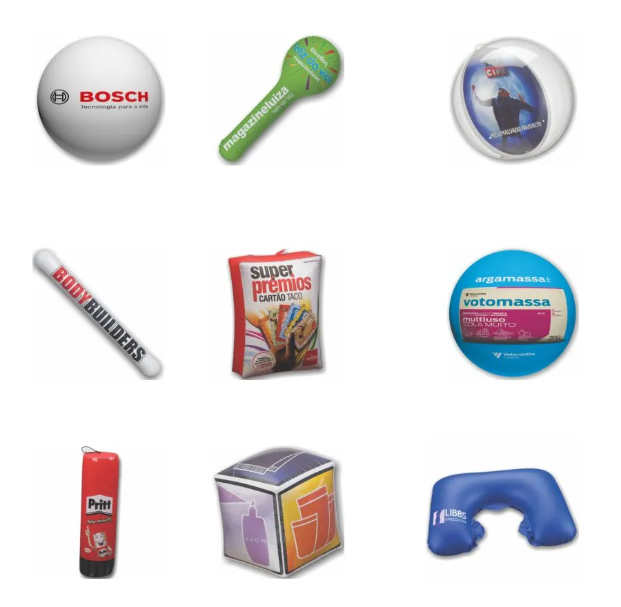 Objetos infláveis promocionais personalizados